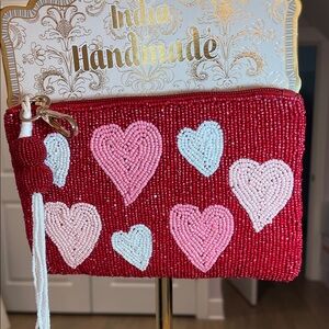 Handmade Red Heart Coin Purse NWT